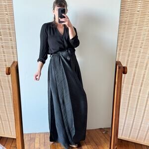 Pleated Drapey Belted Wide-leg Pants